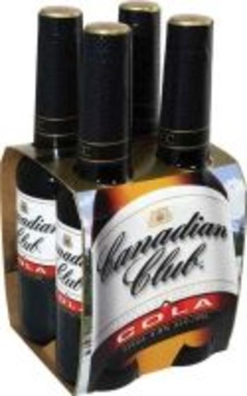 CANADIAN CLUB and COLA 4 X 330ML STUBBIES - Pre-Mix Spirits - Pre-Mix  Whisky - Aussie Liquor Discounts Perth Western Australia