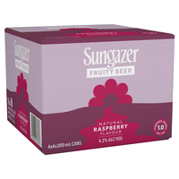 SUNGAZER FRUITY BEER RASPBERRY 24 x 300ML CANS CARTON