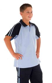 'DNC' Kids Cool-Breathe Twin Stripe Contrast Raglan Polo