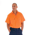 'DNC' HiVis Short Sleeve Cotton Drill Work Shirt