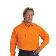 'DNC' HiVis Long Gusset Sleeve Close Front Cotton Drill Shirt