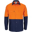 'DNC' HiVis R/W Cool-Breeze T2 Vertical Vented Long Sleeve Cotton Shirt with Gusset Sleeve