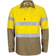 'DNC' HiVis Two Tone Cool Breeze Vertical Vented Long Sleeve Cotton Shirt with Gusset Sleeve and 3M Reflective Tape