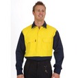 'DNC' HiVis Two Tone Long Gusset Sleeve Close Front Cotton Drill Shirt