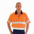 'DNC' HiVis Two Tone Cool-Breeze Short Sleeve Cotton Shirt with 3M Reflective Tape