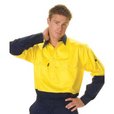 'DNC' HiVis Two Tone Cool-Breeze Close Front Long Sleeve Cotton Shirt